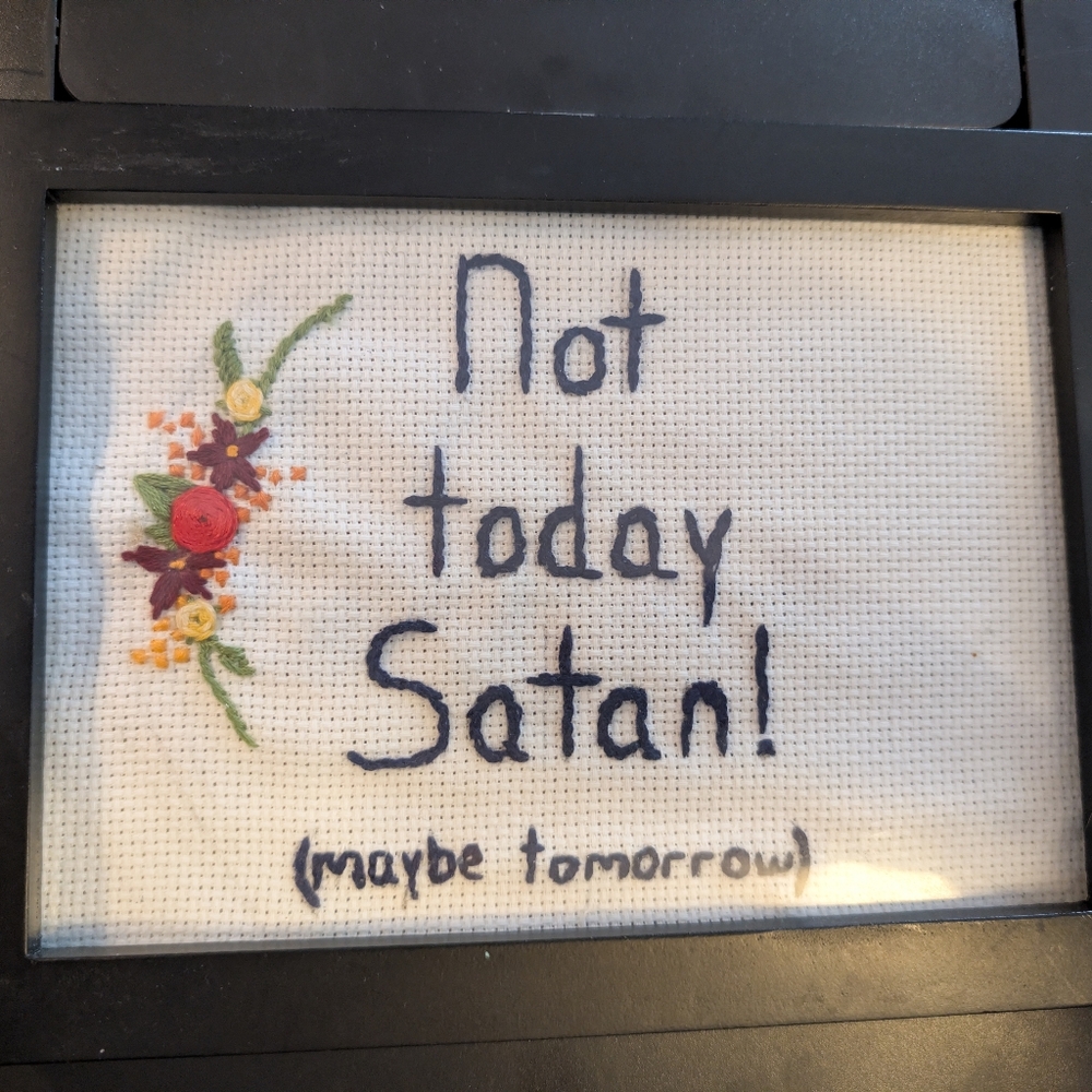 Floral Cross-Stitch Art with Quote